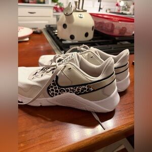 Nike White Sneakers with Animal Print Swoosh